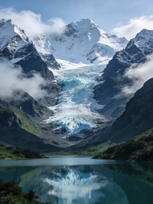 雪山倒影湖光图片