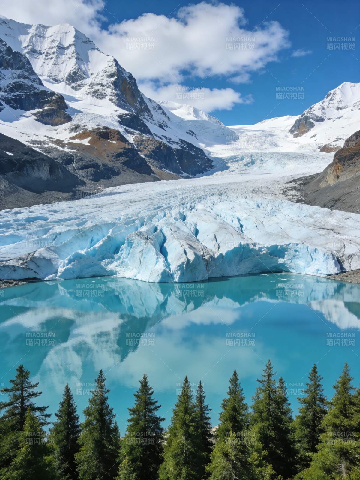 冰川湖畔风光图片