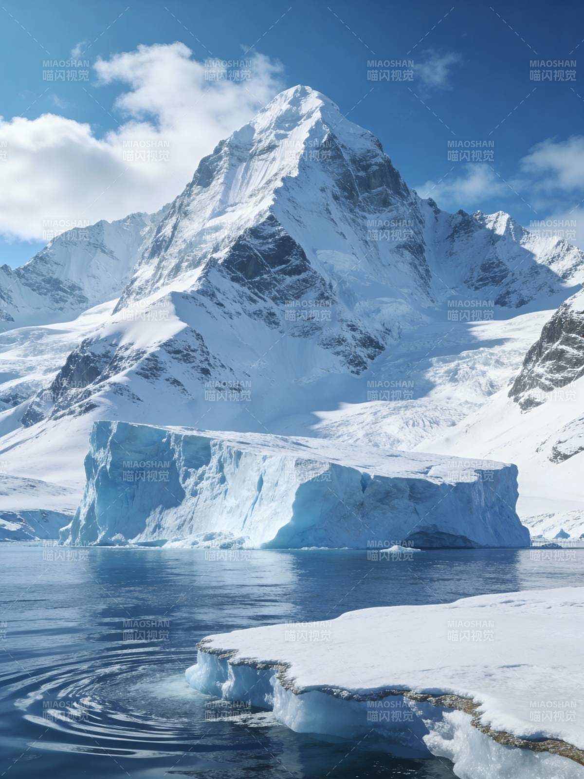 雪山冰川静谧湖图片