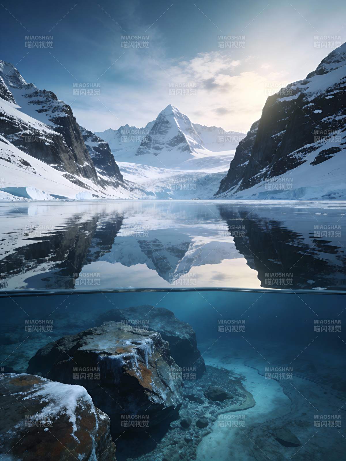 雪山倒影湖中图片