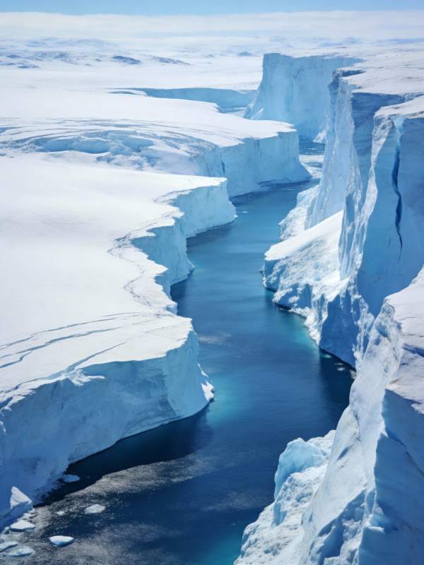 冰川裂隙深蓝水图片