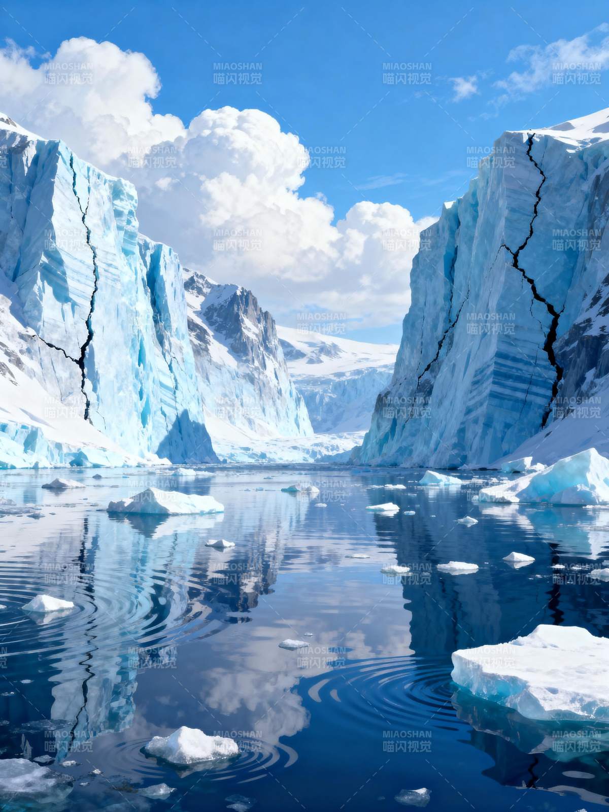 冰川裂谷静水映天图片