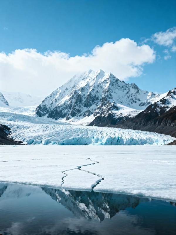 冰川倒影山峦图片