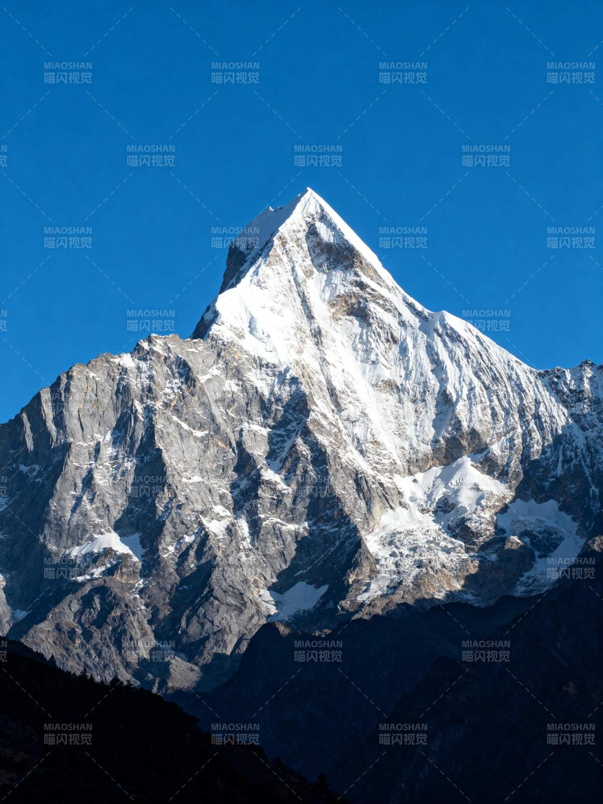 雪山之巅 蓝天映衬图片