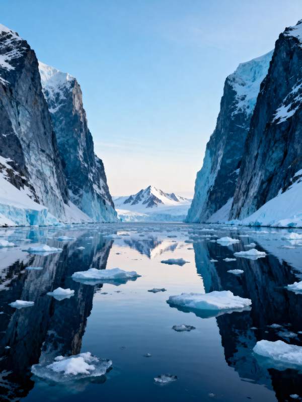 冰川倒影静谧湖图片