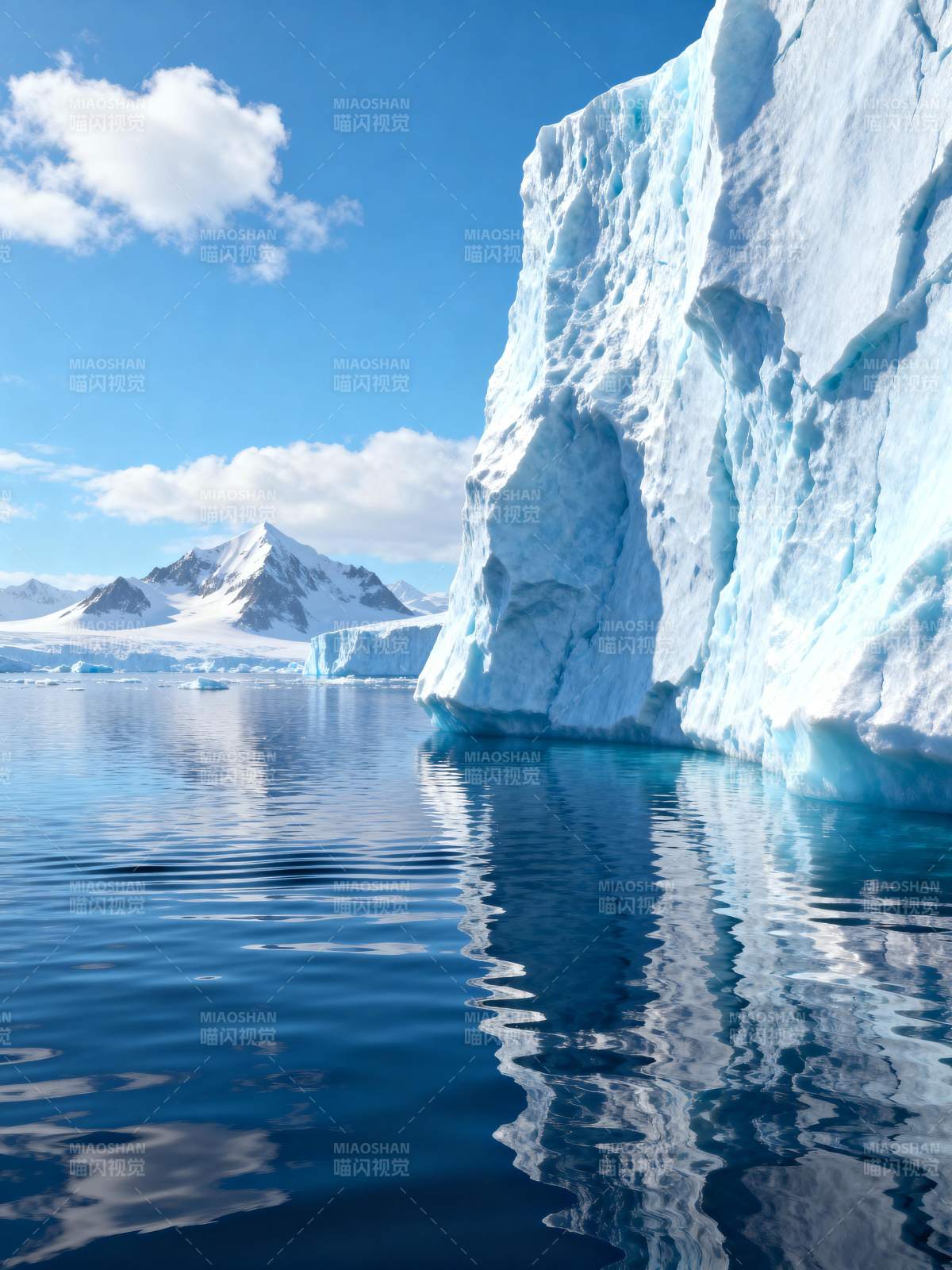 冰山倒影湖面图片