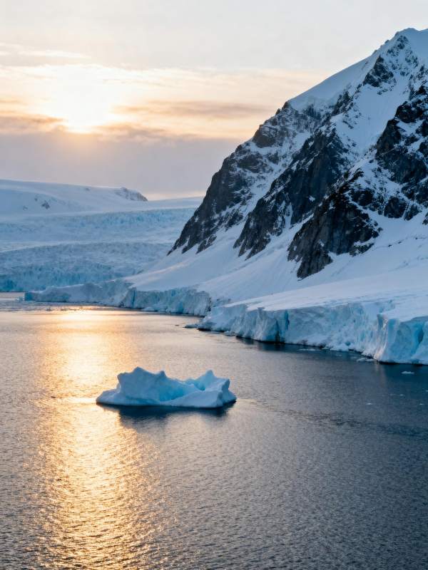 极地冰川日落图片