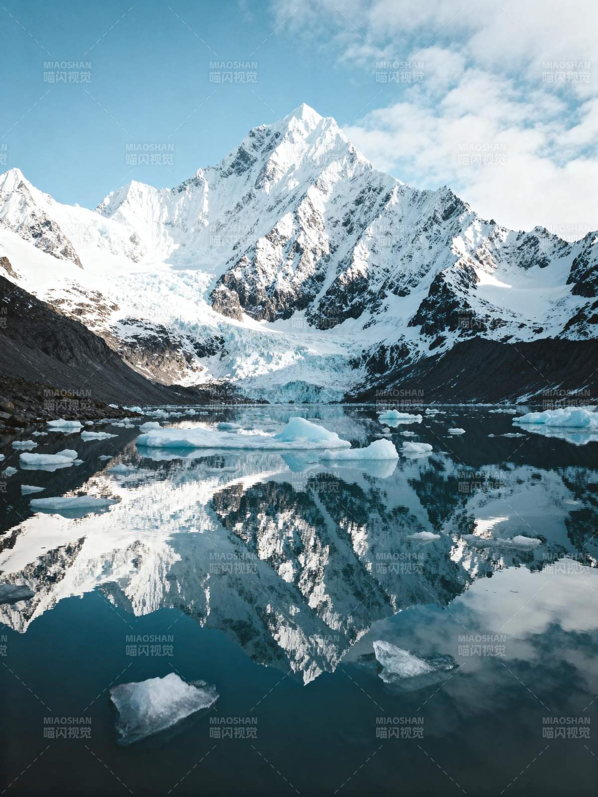 雪山倒影湖中图片