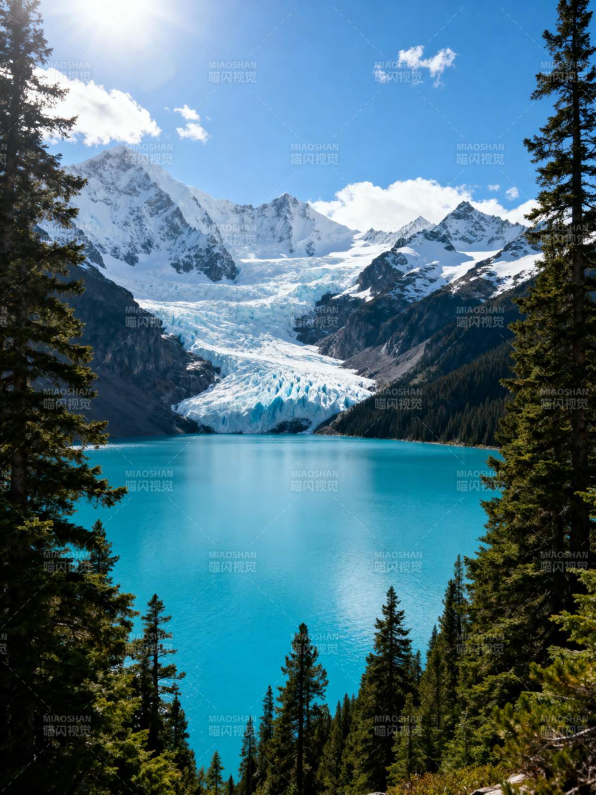 冰川湖畔风光图片