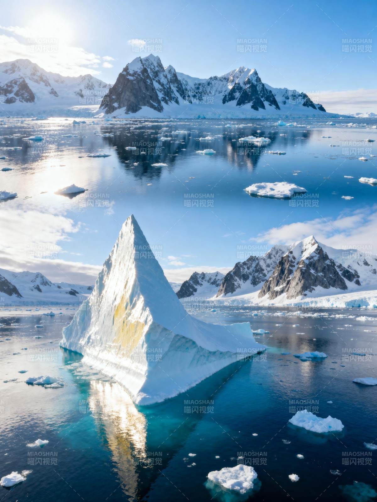 极地冰山倒影图片