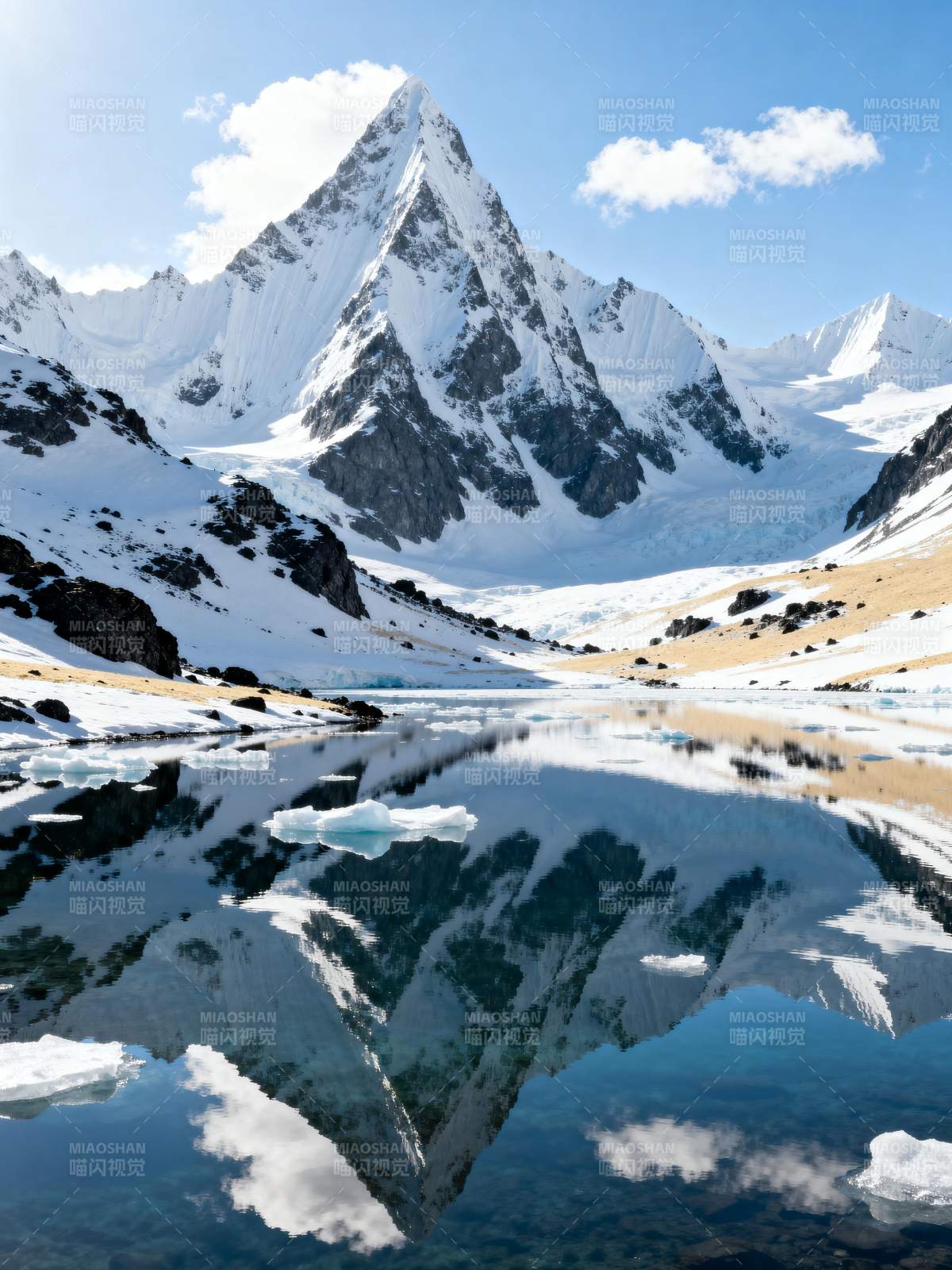 雪山倒影湖中图片