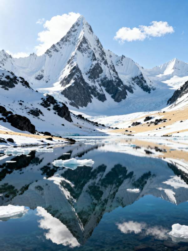 雪山倒影湖中图片