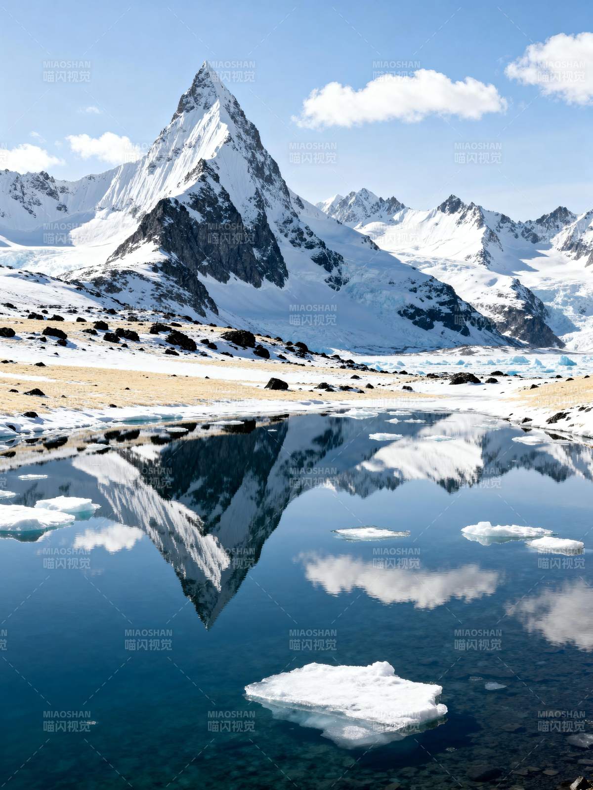 雪山倒影湖中图片