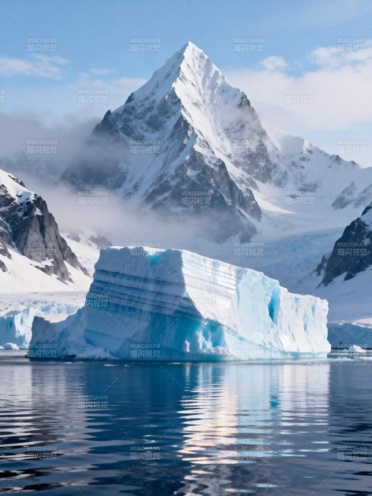 冰山映雪山图片