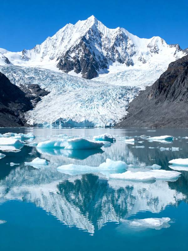 雪山倒影湖中图片