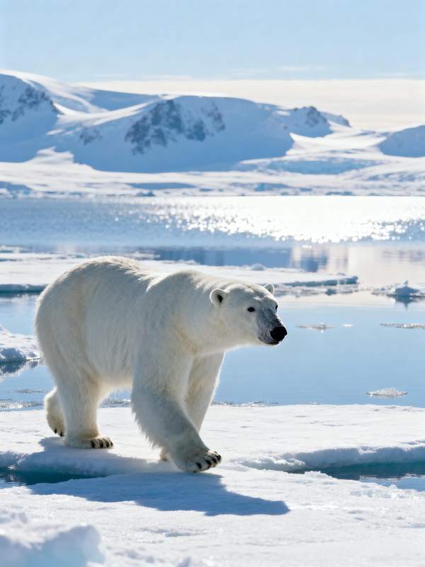 北极熊雪原行图片