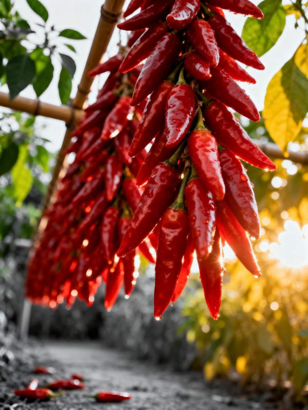 红椒挂枝头图片