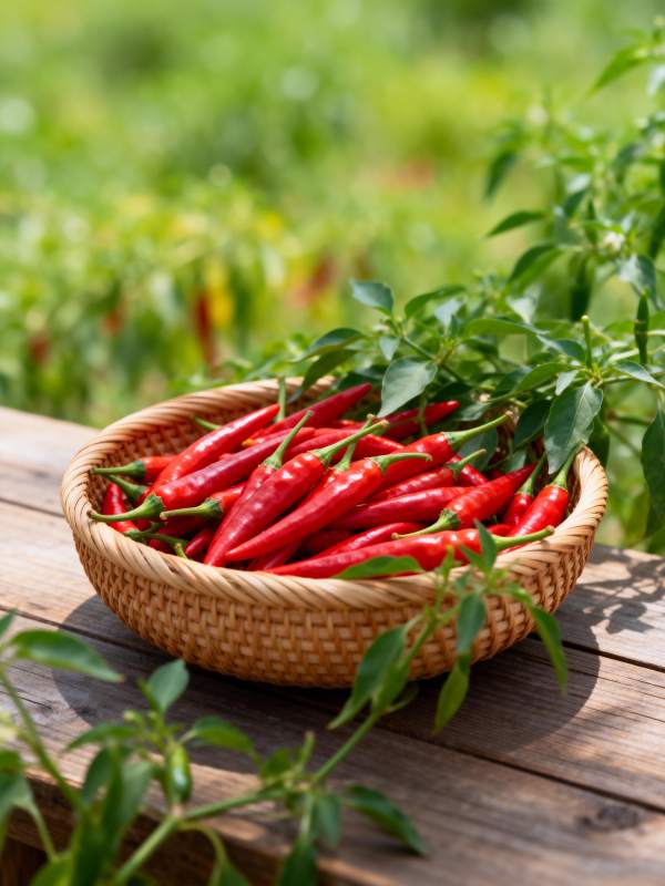 红椒满篮田园香图片