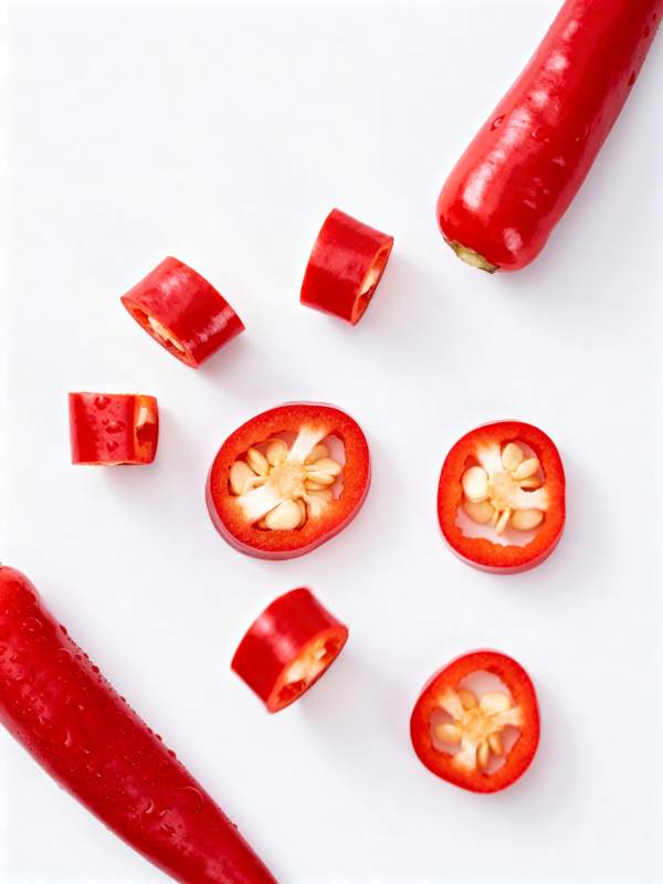 红辣椒切片特写图片