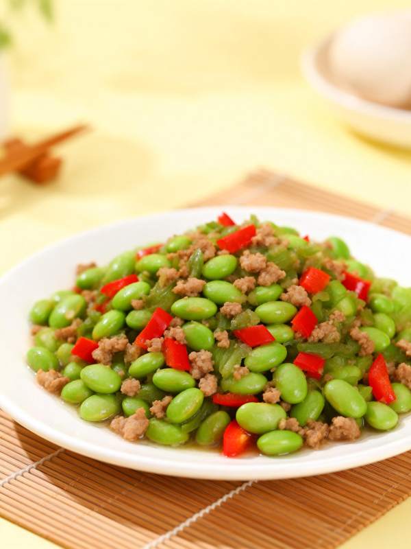 青豆炒肉末图片