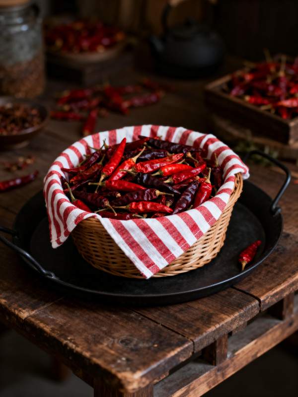 红椒满篮香四溢图片