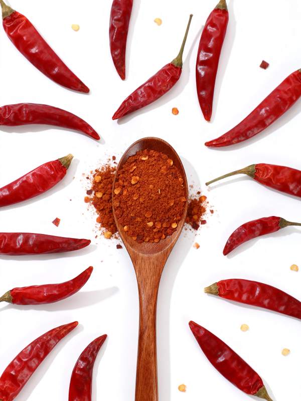 辣椒粉与红椒环绕图片