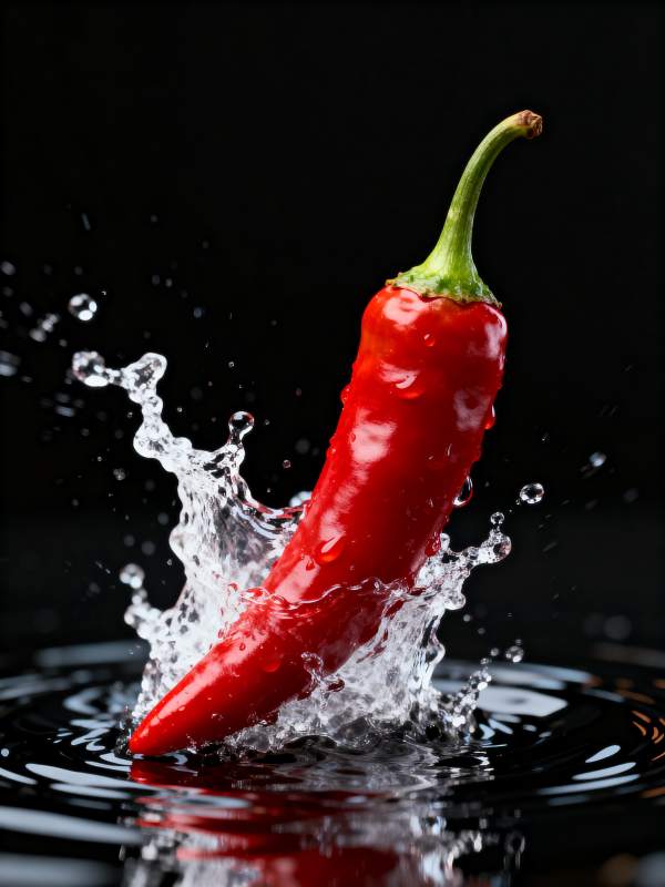 红椒溅水瞬间图片