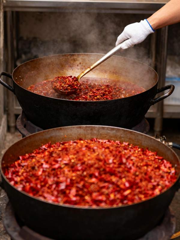 辣酱翻炒中图片