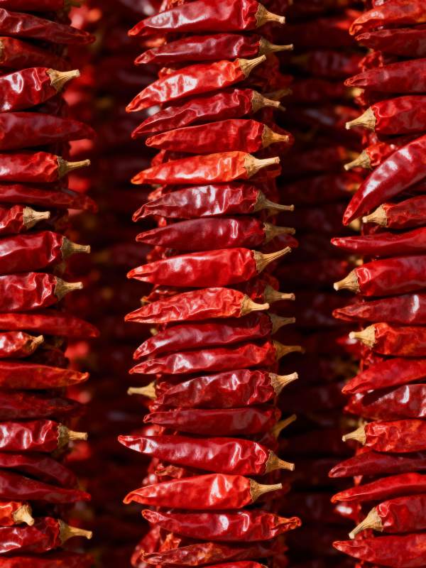 红辣椒串挂满墙图片