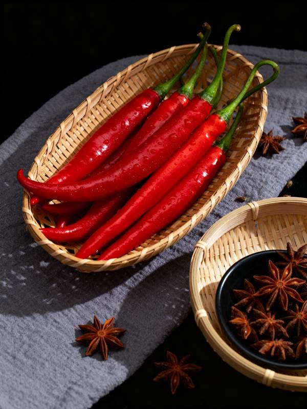 红椒与八角香料图片