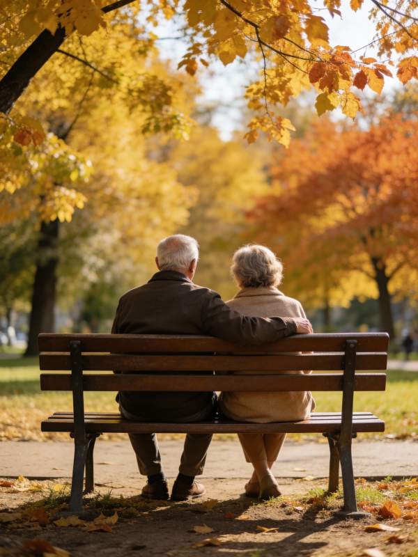 秋日公园里的老伴图片