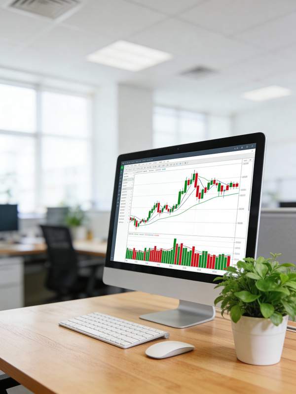 股市图表办公桌图片