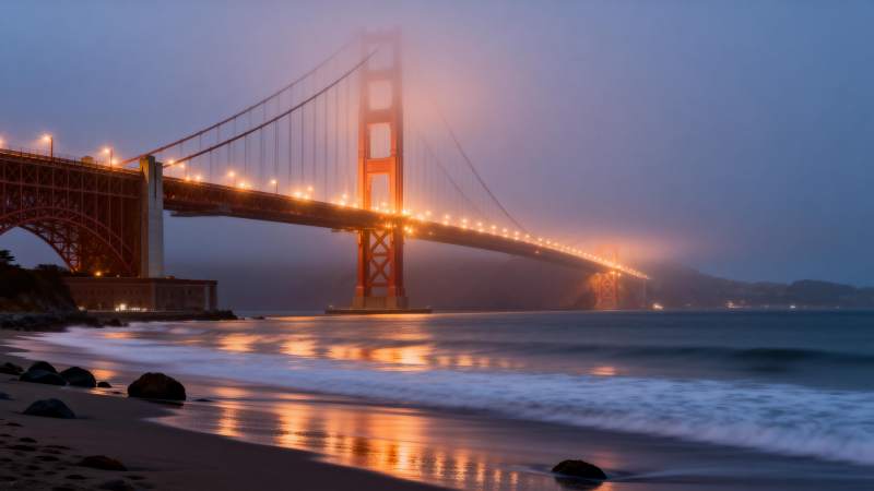 金门大桥夜景图片