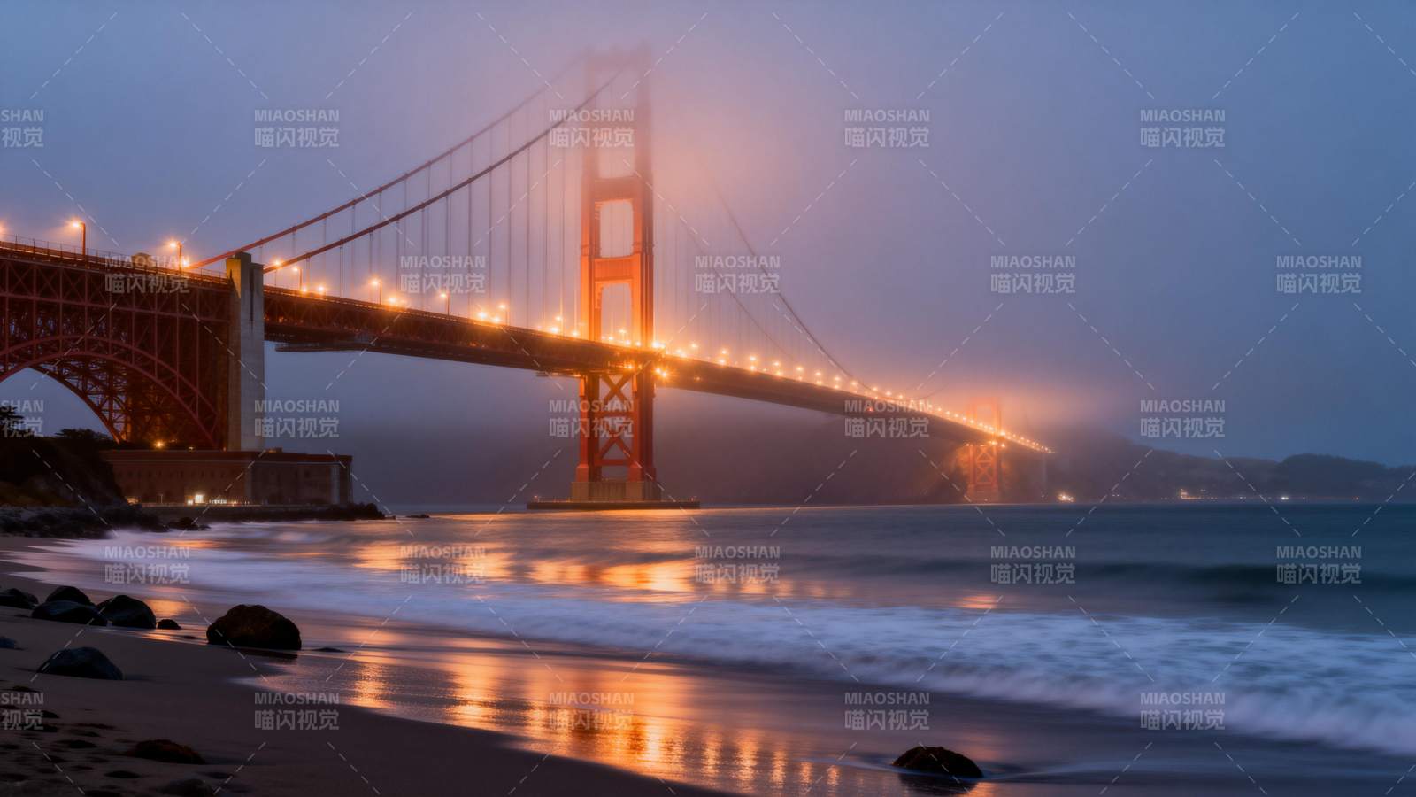 金门大桥夜景图片