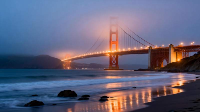 金门大桥夜景图片