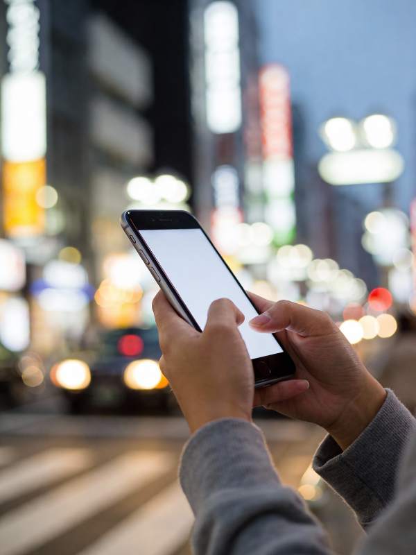 夜景中手机导航图片