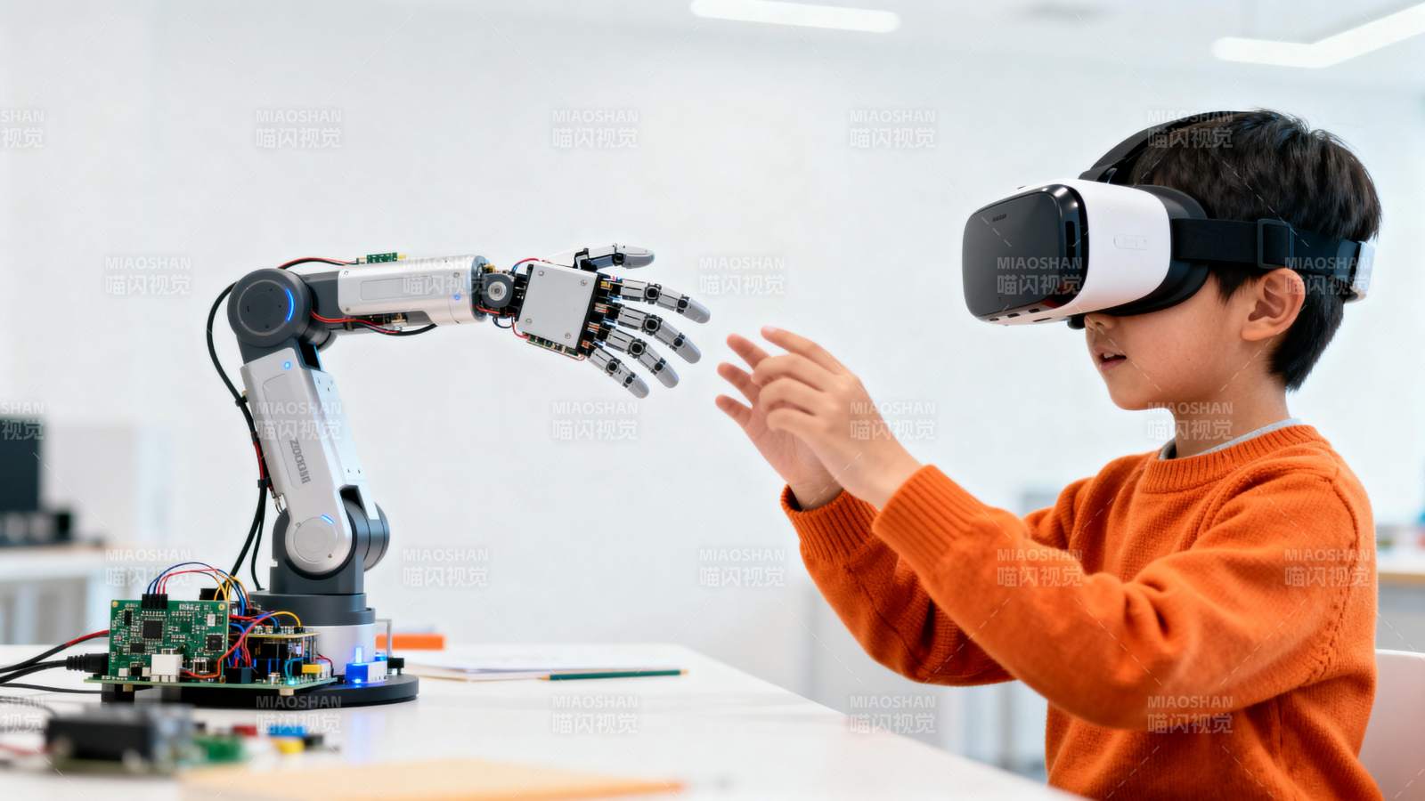 少年体验VR机器人图片