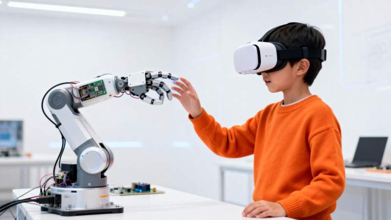 少年体验VR机器人图片