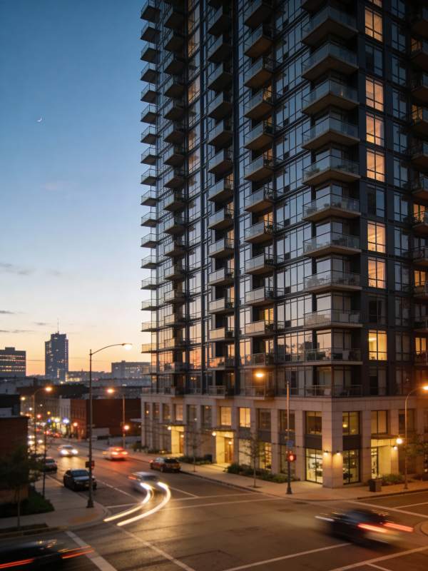 都市黄昏高楼景图片