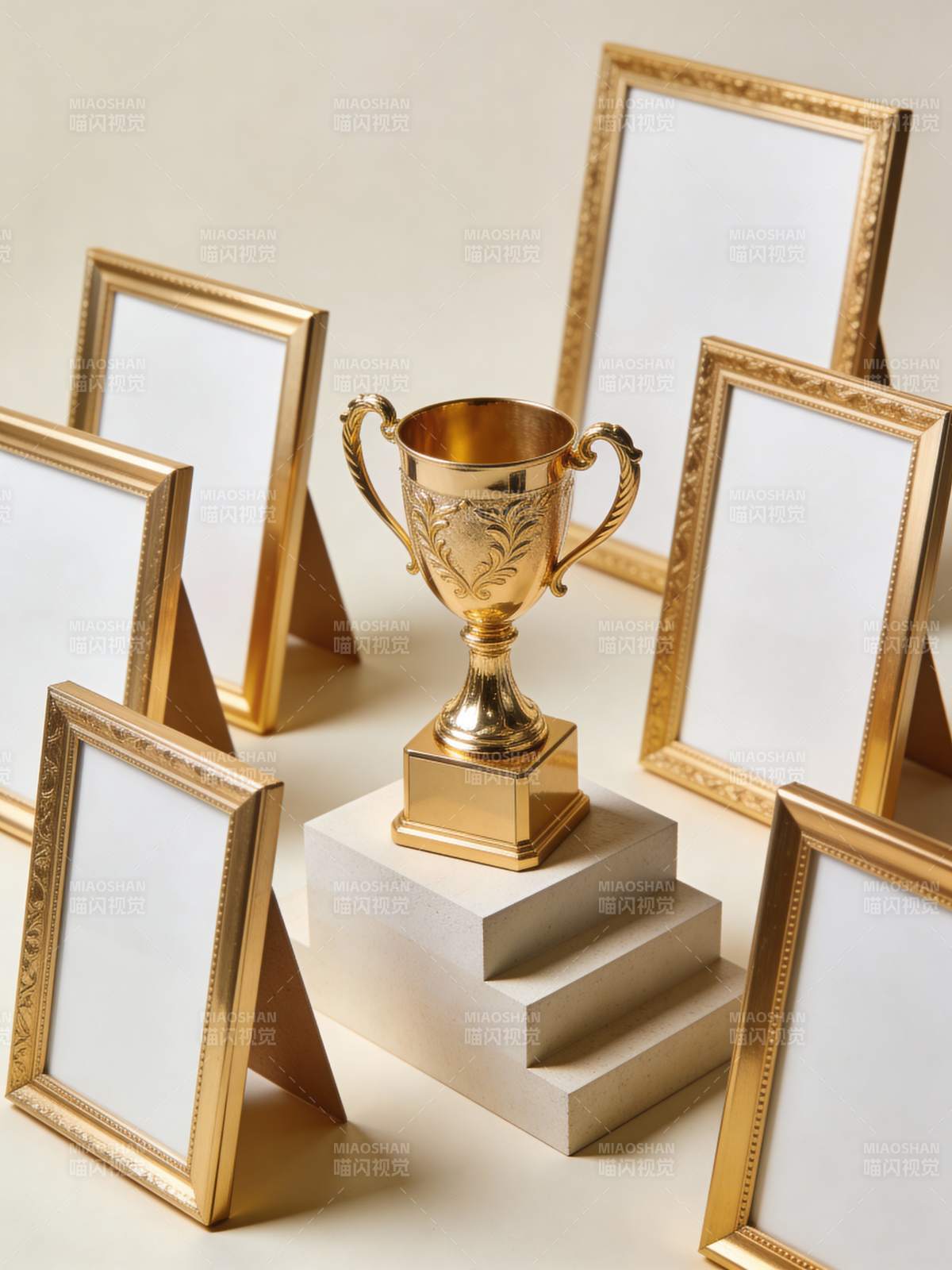 奖杯与相框陈列图片