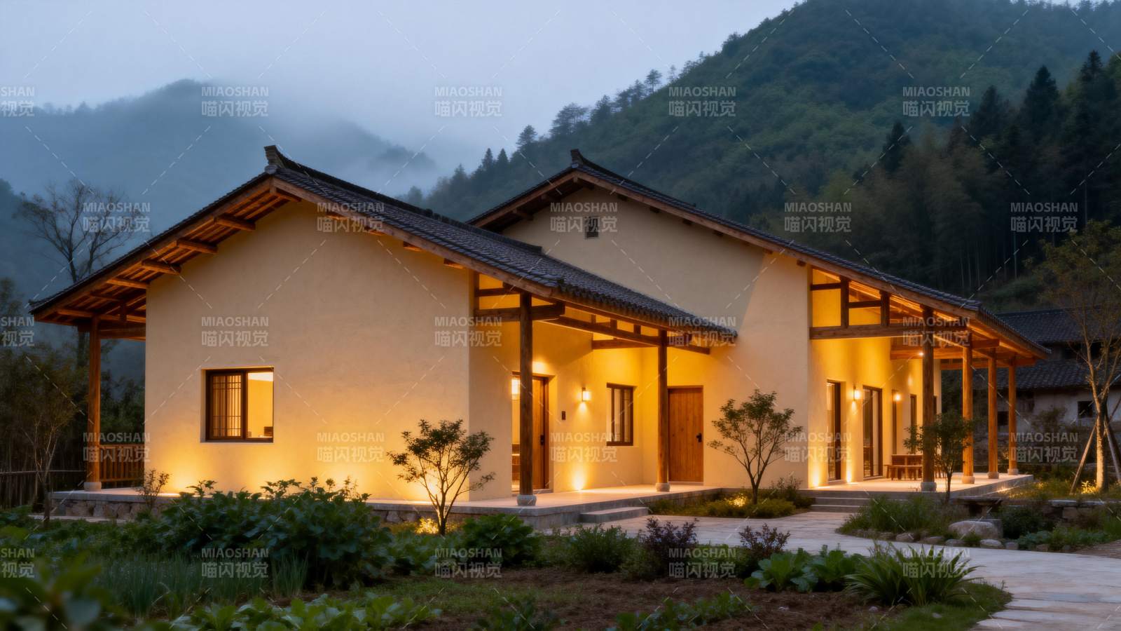 山居夜景 温馨静谧图片