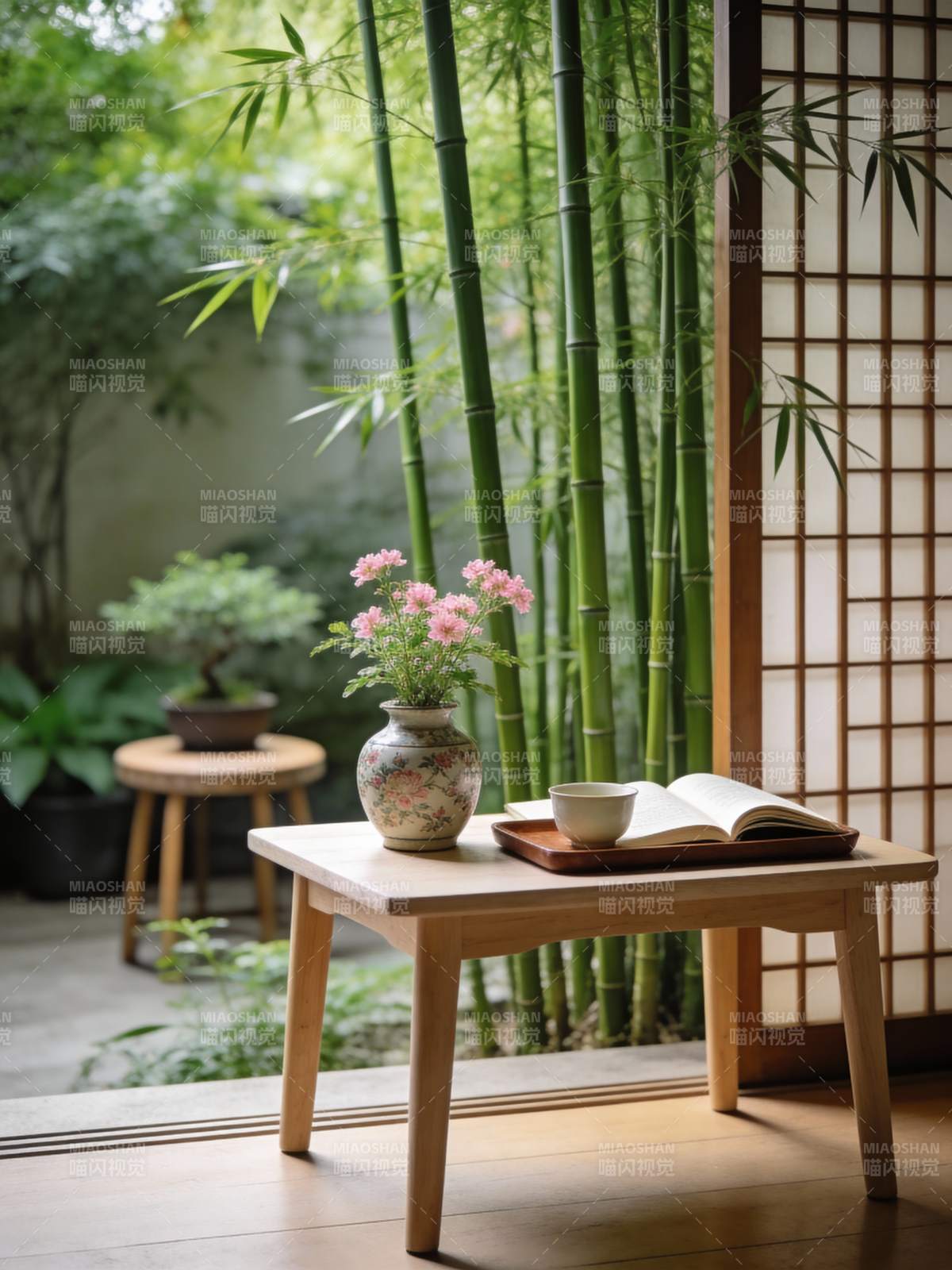 竹影书香静谧庭图片