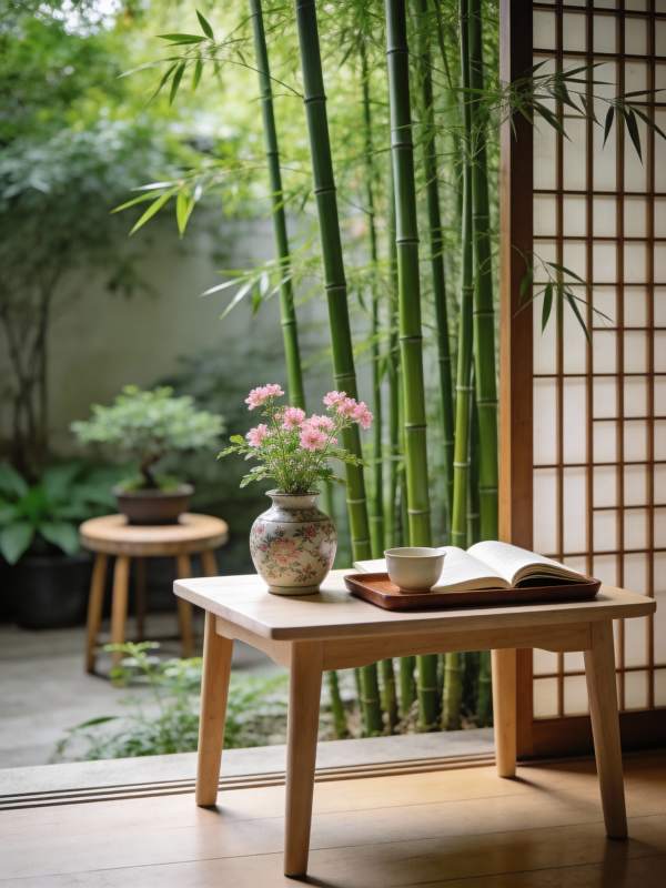 竹影书香静谧庭图片