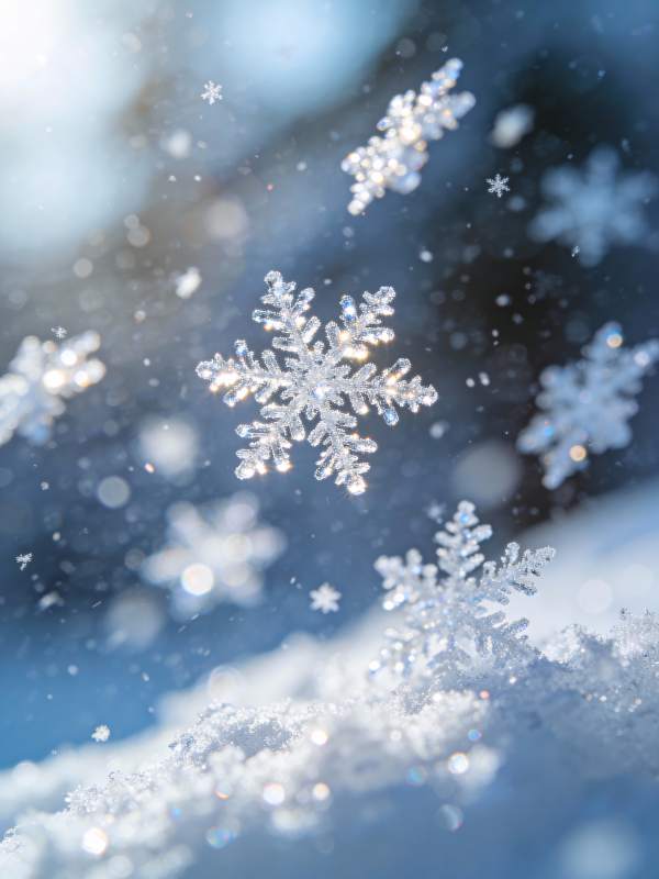 晶莹雪花飘落图片