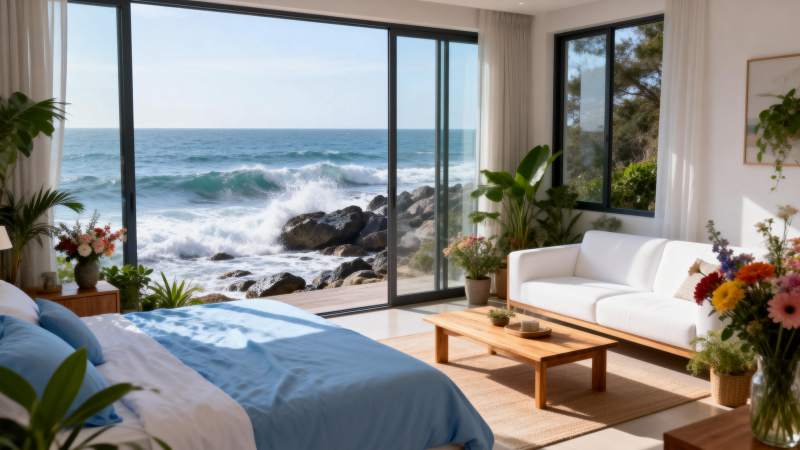 海景卧室 舒适惬意图片