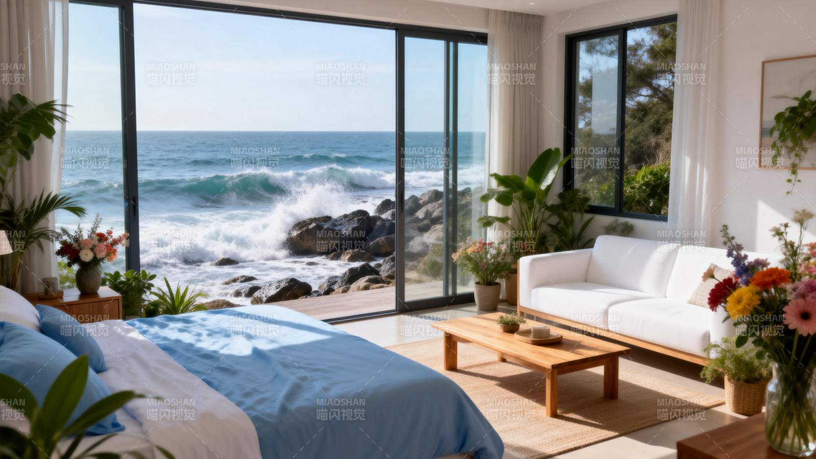 海景卧室 舒适惬意图片