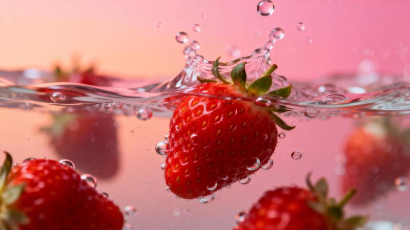 草莓入水瞬间图片