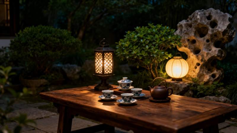 庭院夜茶香图片