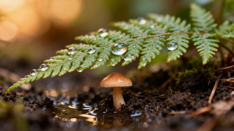 雨后林间小菇图片