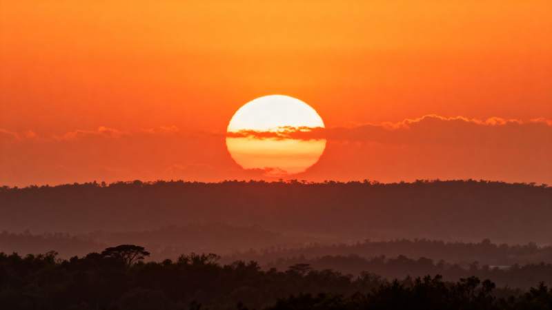 夕阳西下 橙红满天图片